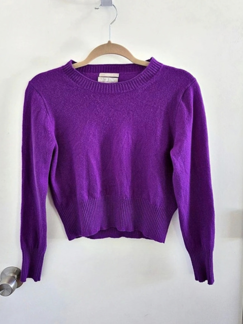 J.Crew Cashmere Cropped Fit Crewneck Sweater Purple Size Small